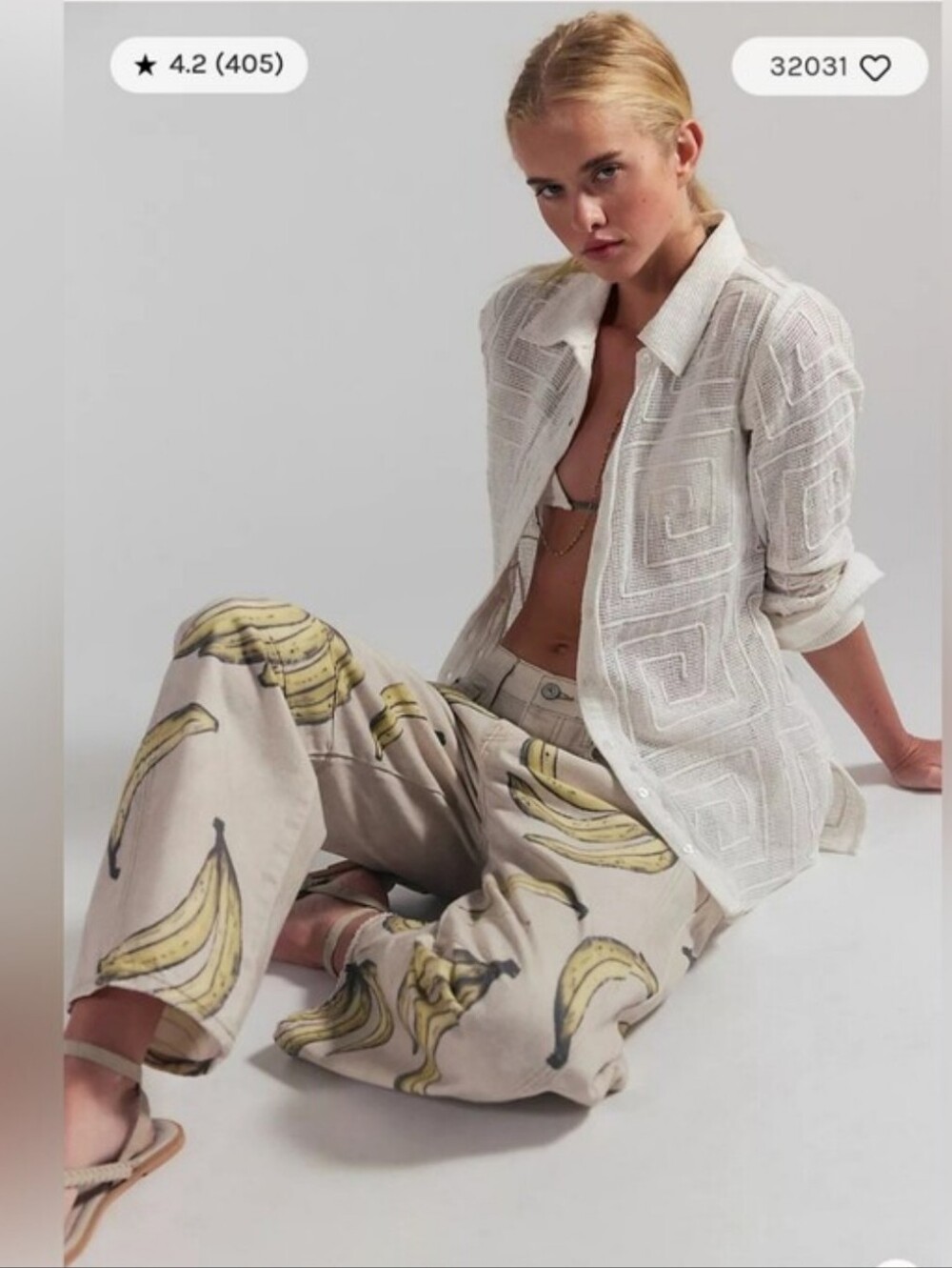 NWT We The Free Good Luck Printed Barrel Jeans Go Bananas FLAWED🚨